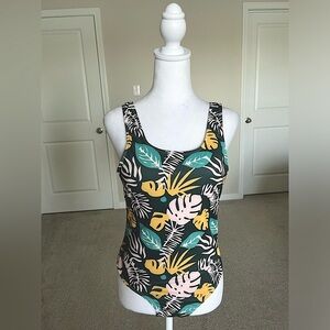 NWOT Real Essentials Tropical One Piece Bathing Suit. Size Large.